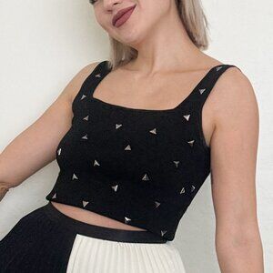 Zara Black Sleeveless Studded Top